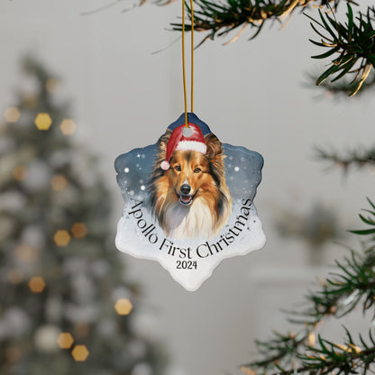 Shetland Sheepdog personalized Christmas ornament, Shetland Sheepdog, first Christmas, holiday gift, pet lover, holiday decor, gift holidays