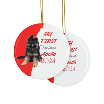 German Shepard first Christmas, Personalized German Shepherd Custom name ornament, pet lovers ornament, puppies first christmas, holiday