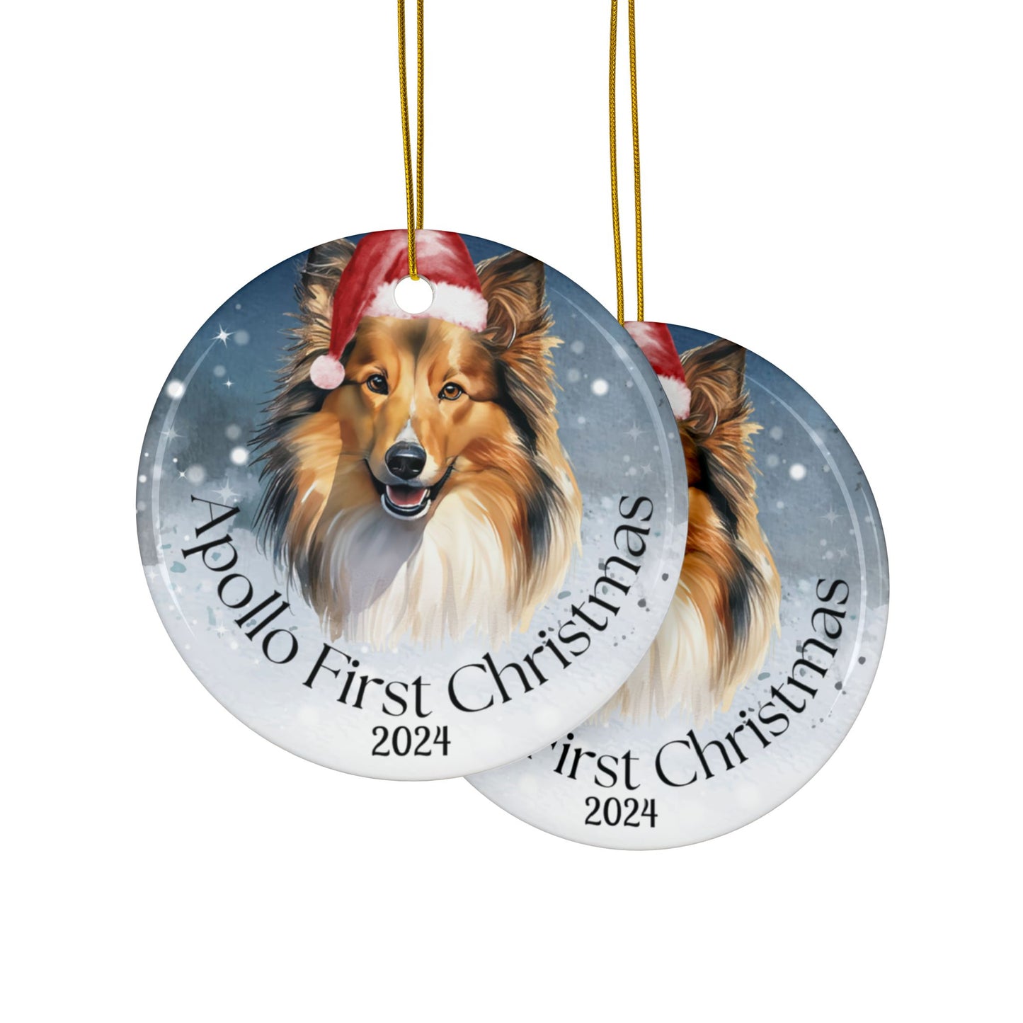 Shetland Sheepdog personalized Christmas ornament, Shetland Sheepdog, first Christmas, holiday gift, pet lover, holiday decor, gift holidays