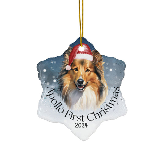 Shetland Sheepdog personalized Christmas ornament, Shetland Sheepdog, first Christmas, holiday gift, pet lover, holiday decor, gift holidays