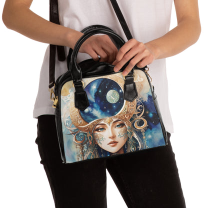 Shoulder Handbag - Celtic Goddess Watercolor Painting Design