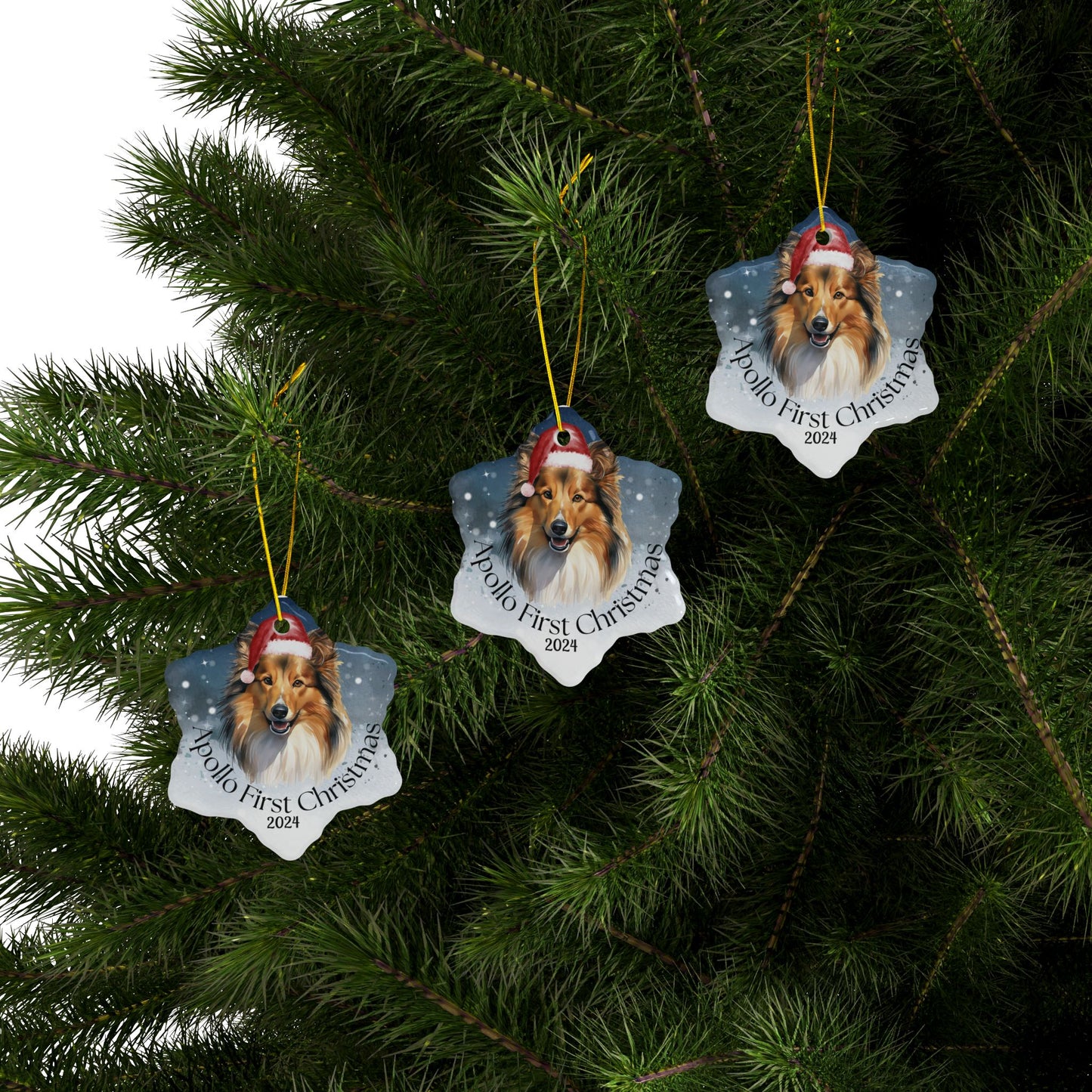 Shetland Sheepdog personalized Christmas ornament, Shetland Sheepdog, first Christmas, holiday gift, pet lover, holiday decor, gift holidays