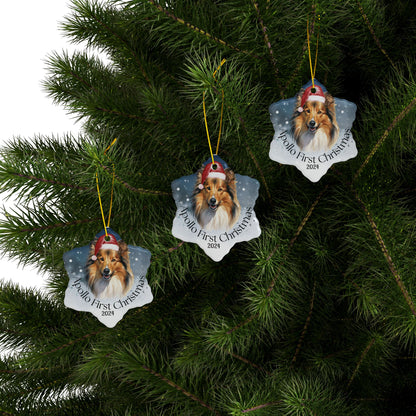 Shetland Sheepdog personalized Christmas ornament, Shetland Sheepdog, first Christmas, holiday gift, pet lover, holiday decor, gift holidays