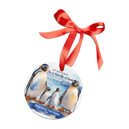 Penguin Custom Christmas Ornament for a family of four  Mommy and Daddy two Child, Christmas Penguin Ornament