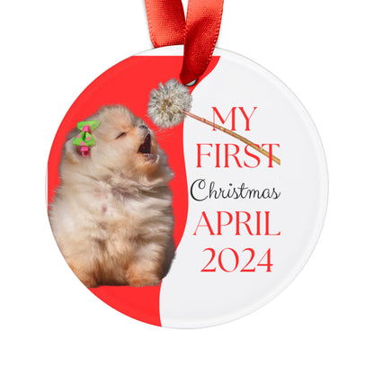 Pomeranian first Christmas, Personalized Christmas Ornament, Pomeranian gift, Christmas Ornament for a Pomeranian Gift, Christmas Watercolor