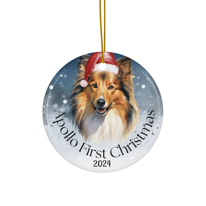 Shetland Sheepdog personalized Christmas ornament, Shetland Sheepdog, first Christmas, holiday gift, pet lover, holiday decor, gift holidays