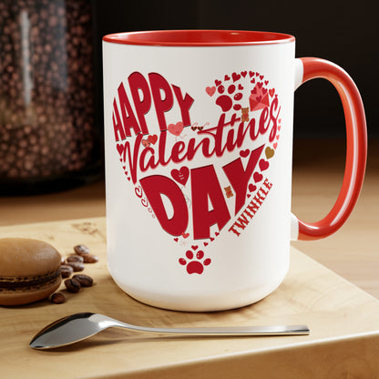 Personalized Valentine's gift mug that has Personalized pet name.