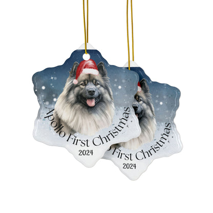 Keeshond personalized Christmas ornament, Keeshond, first Christmas, holiday gift, pet lover, holiday decor, First christmas gift,