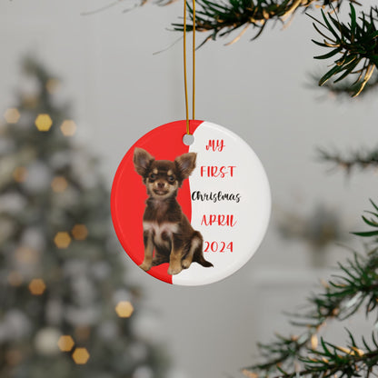 Chihuahua first Christmas with these custom ceramic ornament, Chihuahua Puppies First Christmas, Gift for Dog Lovers, Holiday Decor, Gift