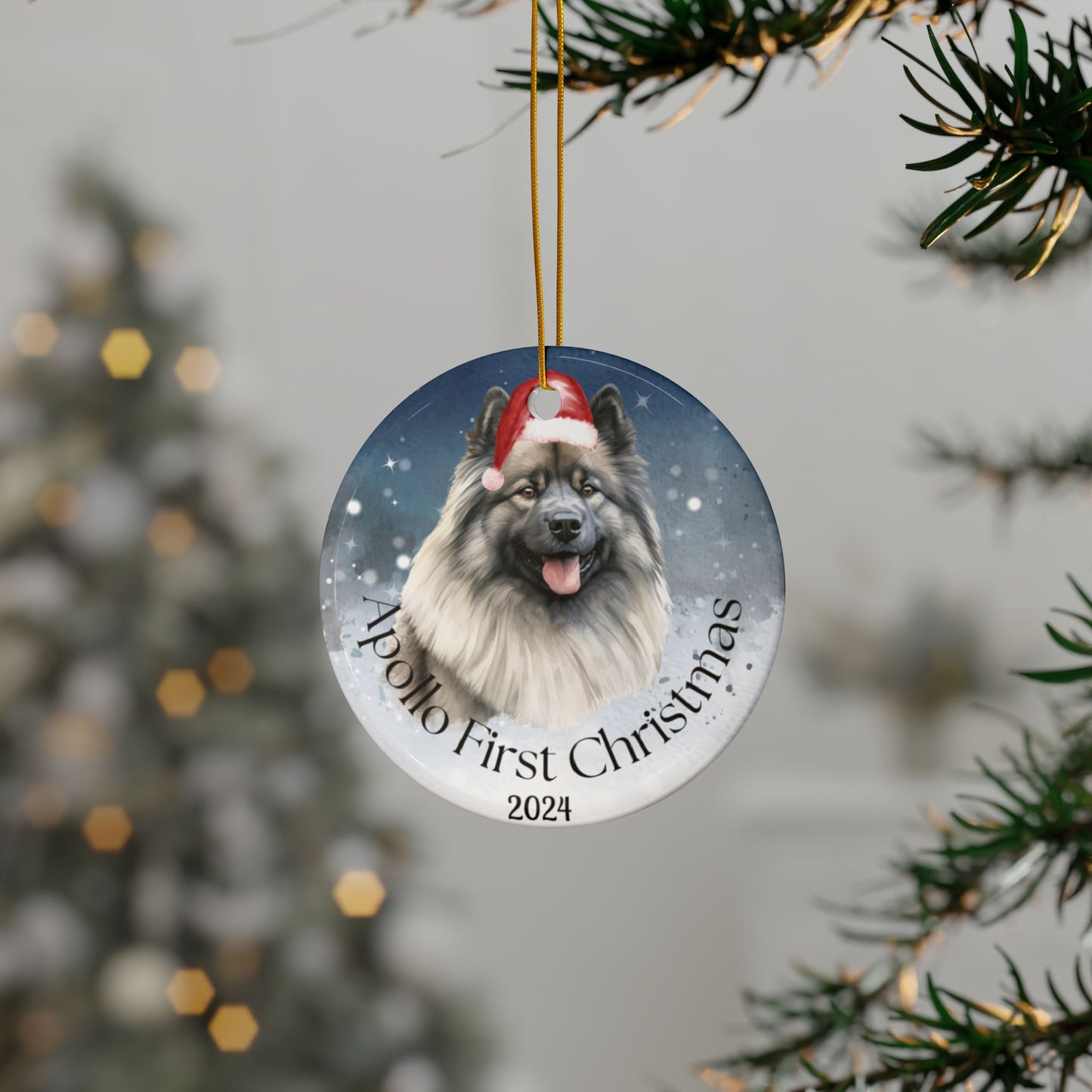 Keeshond personalized Christmas ornament, Keeshond, first Christmas, holiday gift, pet lover, holiday decor, First christmas gift,