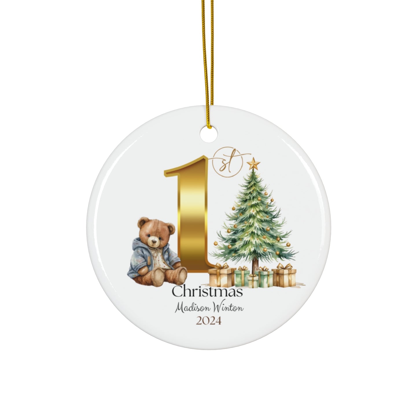 Teddy Bear 1st Christmas Ornament gift, Teddy Bear Christmas Ornament, 1st Christmas, New Baby Ornament, Family of three, New baby gift