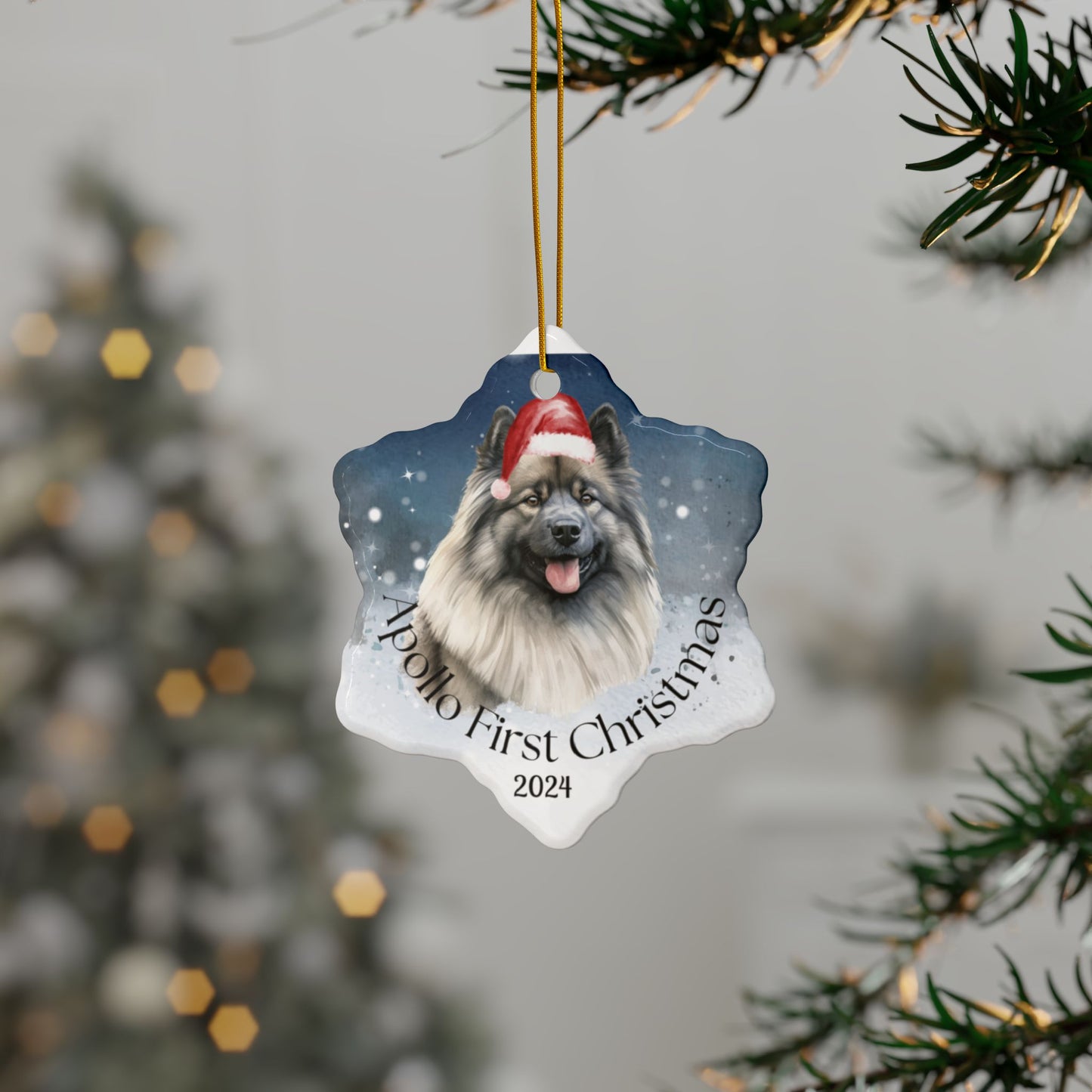 Keeshond personalized Christmas ornament, Keeshond, first Christmas, holiday gift, pet lover, holiday decor, First christmas gift,