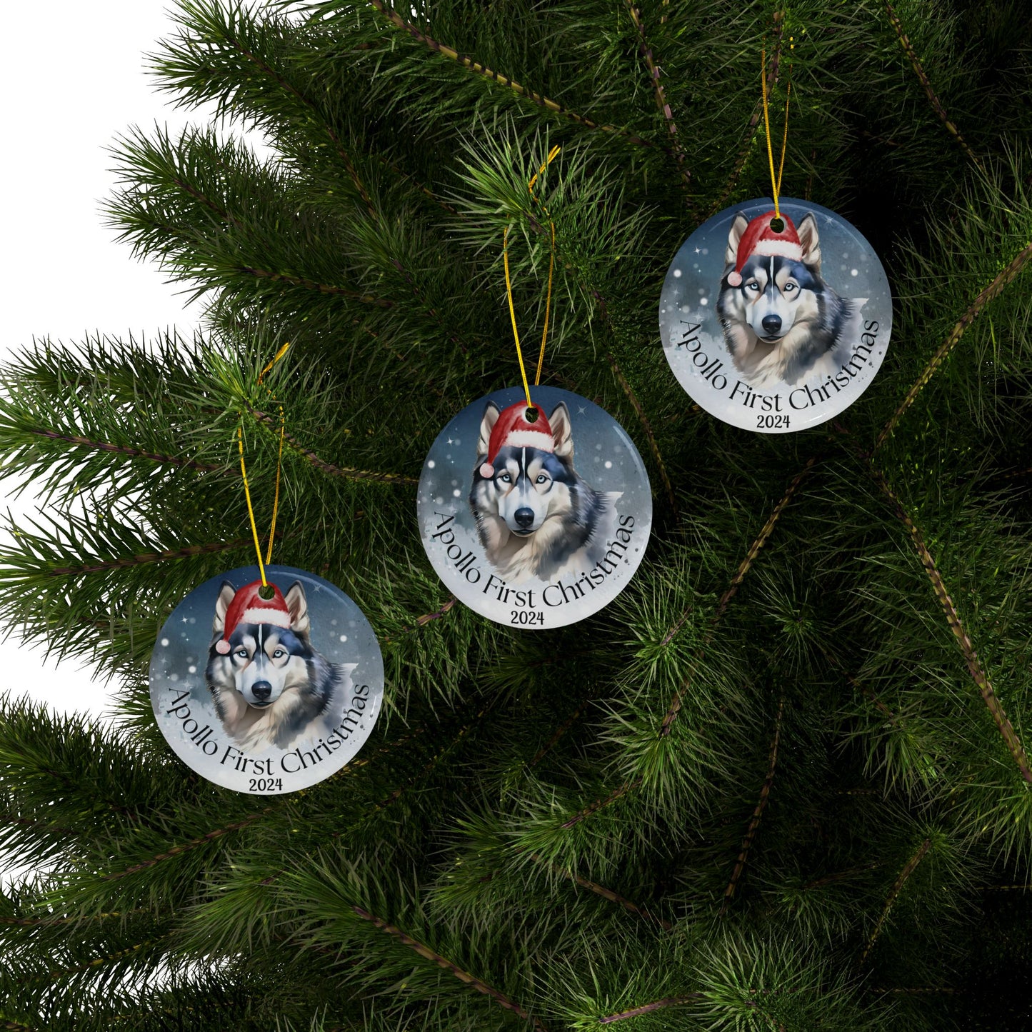 Husky personalized the first Christmas ornament, a pet lover's holiday gift, a Christmas gift for a dog lover, holiday decor, and holiday