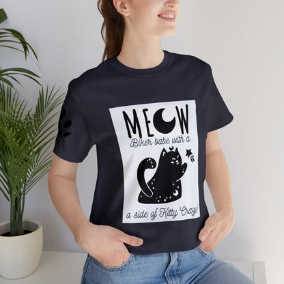 Black Cat T-Shirt, Graphic Tee, Motorcycle Black Cat t-shirt, Gift for woman, Custom T-Shirt Artistic Apparel