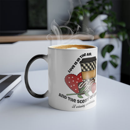 Valentines Day mug "Life Begins After Coffee... and Love" Heat-Activated Mug