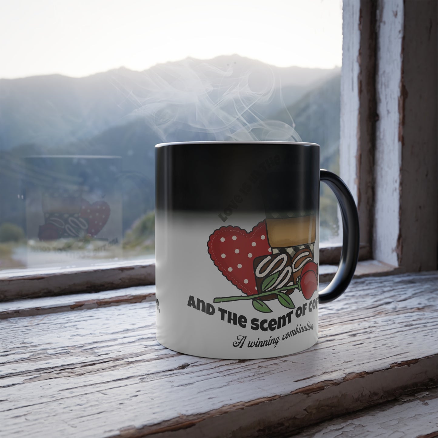 Valentines Day mug "Life Begins After Coffee... and Love" Heat-Activated Mug