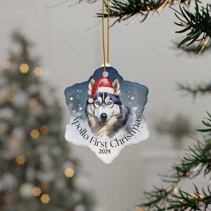 Husky personalized the first Christmas ornament, a pet lover's holiday gift, a Christmas gift for a dog lover, holiday decor, and holiday