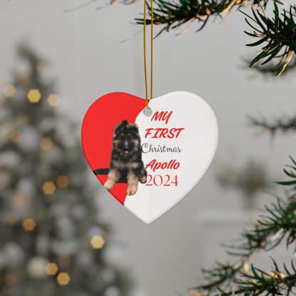 German Shepard first Christmas, Personalized German Shepherd Custom name ornament, pet lovers ornament, puppies first christmas, holiday