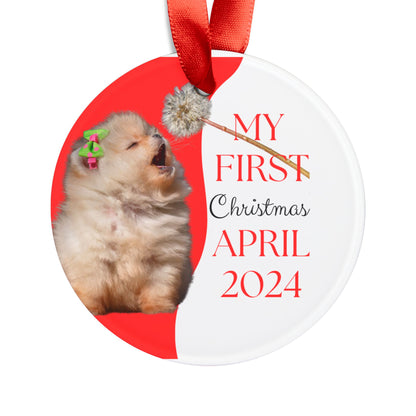 Pomeranian first Christmas, Personalized Christmas Ornament, Pomeranian gift, Christmas Ornament for a Pomeranian Gift, Christmas Watercolor