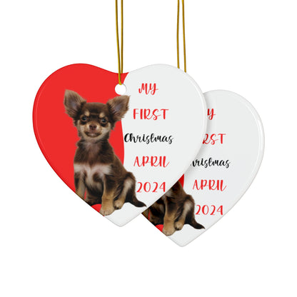 Chihuahua first Christmas with these custom ceramic ornament, Chihuahua Puppies First Christmas, Gift for Dog Lovers, Holiday Decor, Gift