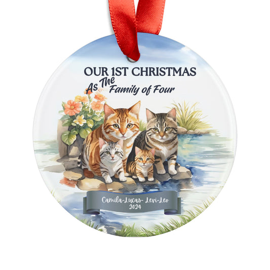 Cat Lover First Custom Christmas Ornament, Cat lovers ornament, Personalized gift, Watercolor keepsake, holiday decor, holiday gift