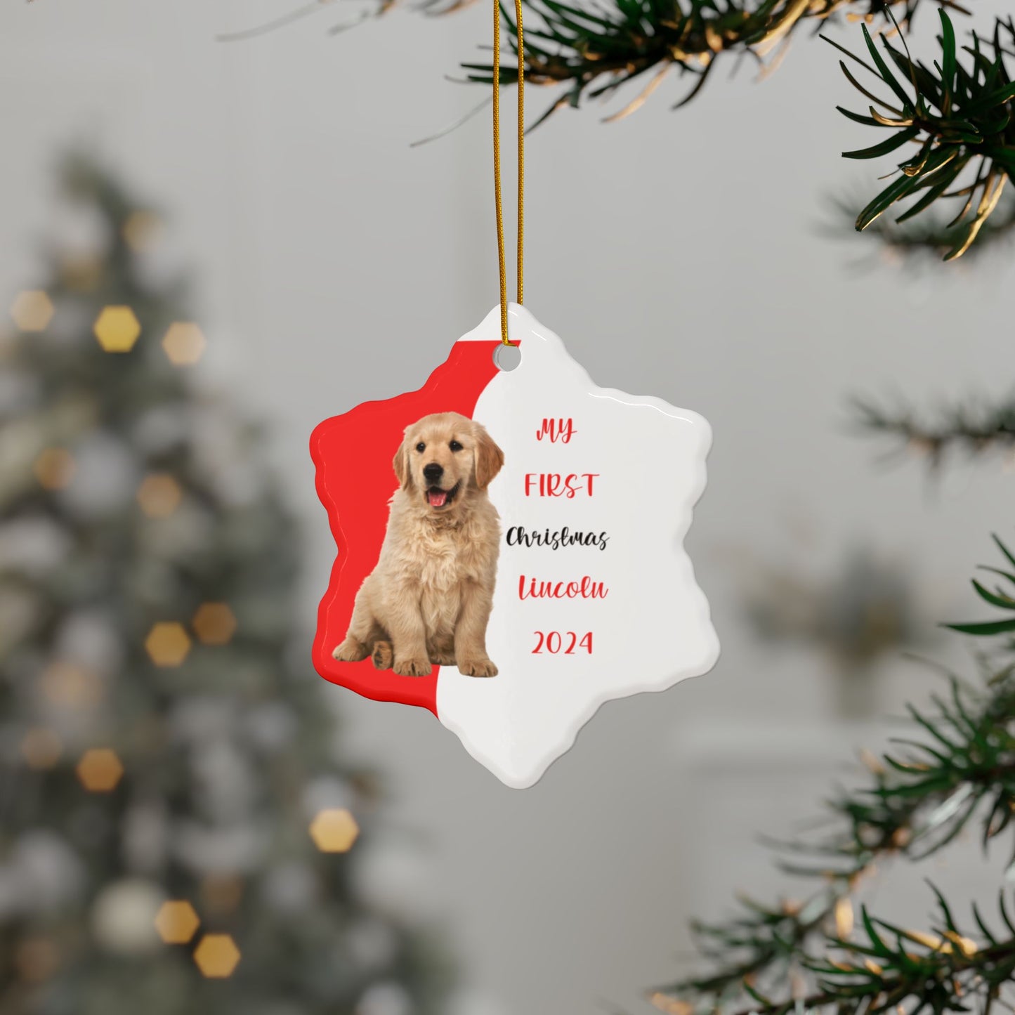 Golden Retriever First Christmas Ornament, Gift for Her, Puppies First Christmas, Christmas Gift, dog lover, Golden gift