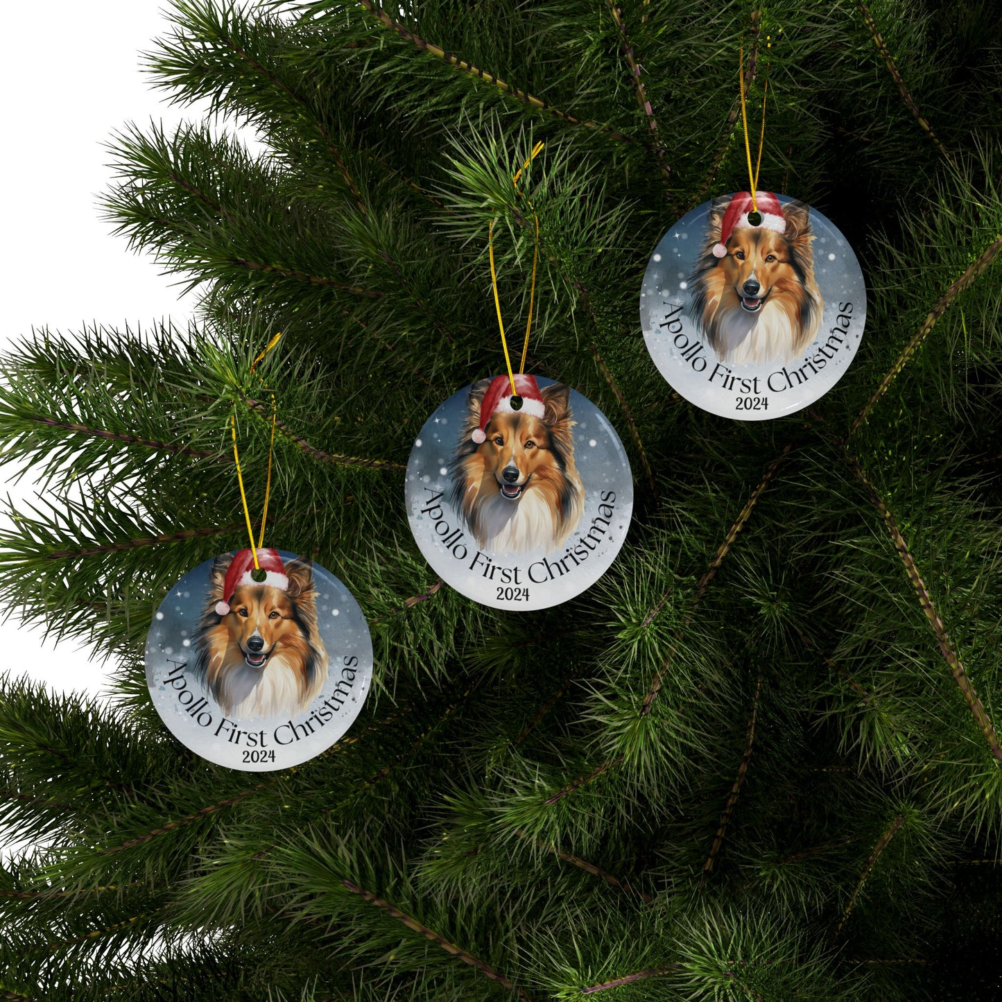 Shetland Sheepdog personalized Christmas ornament, Shetland Sheepdog, first Christmas, holiday gift, pet lover, holiday decor, gift holidays