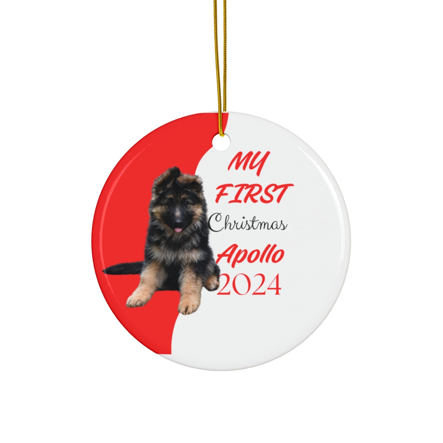 German Shepard first Christmas, Personalized German Shepherd Custom name ornament, pet lovers ornament, puppies first christmas, holiday