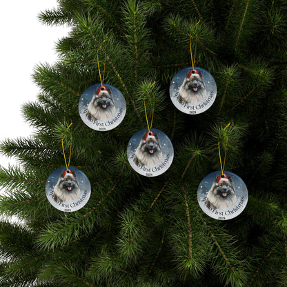 Keeshond personalized Christmas ornament, Keeshond, first Christmas, holiday gift, pet lover, holiday decor, First christmas gift,