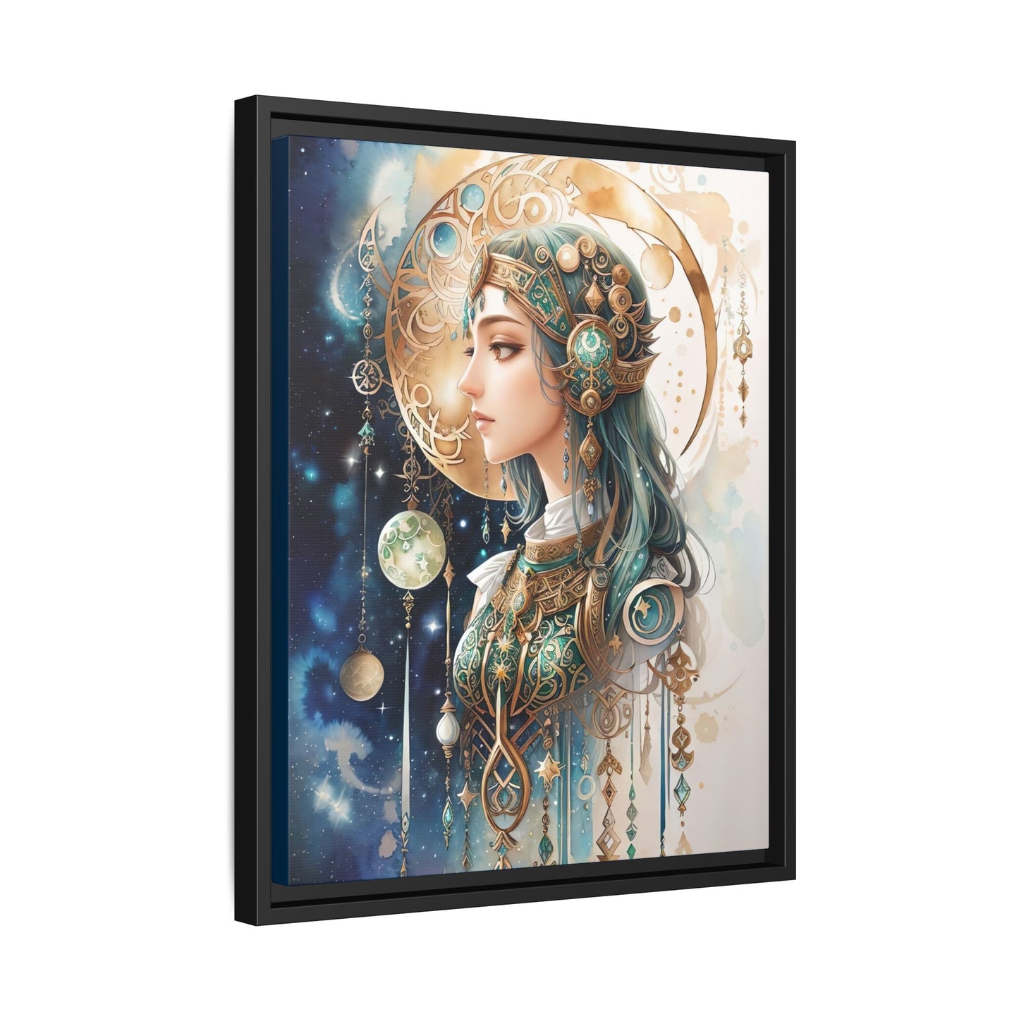 Celestial Celtic Moon Goddess Watercolor Art