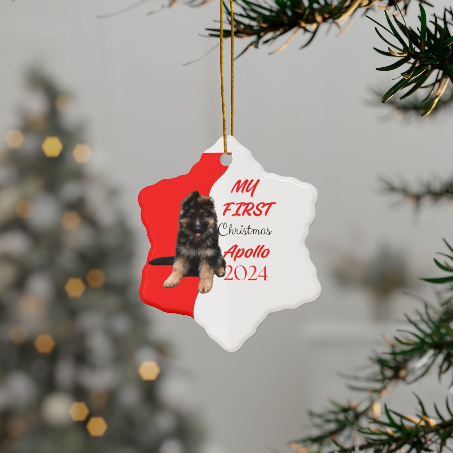 German Shepard first Christmas, Personalized German Shepherd Custom name ornament, pet lovers ornament, puppies first christmas, holiday