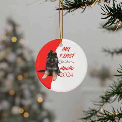 German Shepard first Christmas, Personalized German Shepherd Custom name ornament, pet lovers ornament, puppies first christmas, holiday