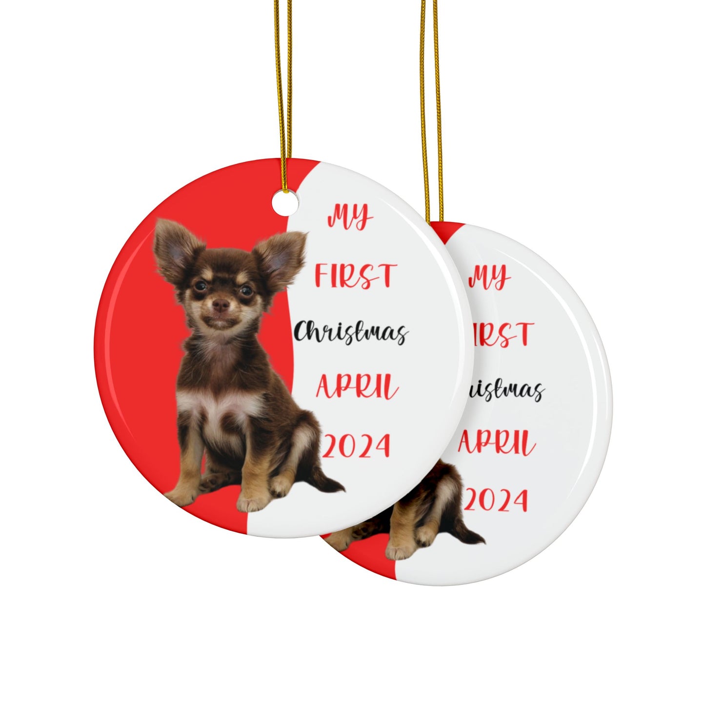 Chihuahua first Christmas with these custom ceramic ornament, Chihuahua Puppies First Christmas, Gift for Dog Lovers, Holiday Decor, Gift