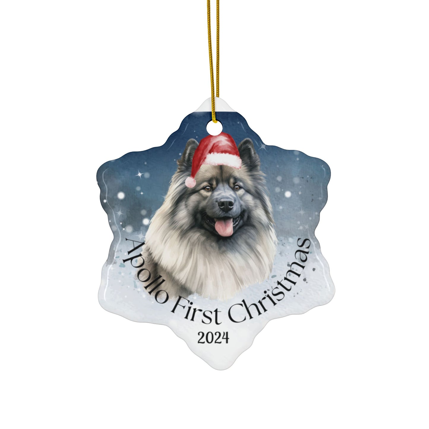 Keeshond personalized Christmas ornament, Keeshond, first Christmas, holiday gift, pet lover, holiday decor, First christmas gift,