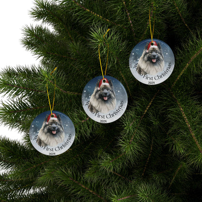 Keeshond personalized Christmas ornament, Keeshond, first Christmas, holiday gift, pet lover, holiday decor, First christmas gift,