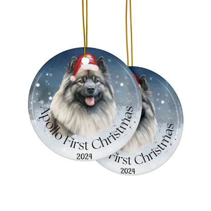 Keeshond personalized Christmas ornament, Keeshond, first Christmas, holiday gift, pet lover, holiday decor, First christmas gift,