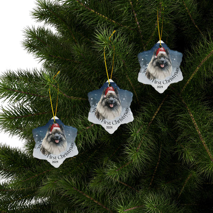 Keeshond personalized Christmas ornament, Keeshond, first Christmas, holiday gift, pet lover, holiday decor, First christmas gift,