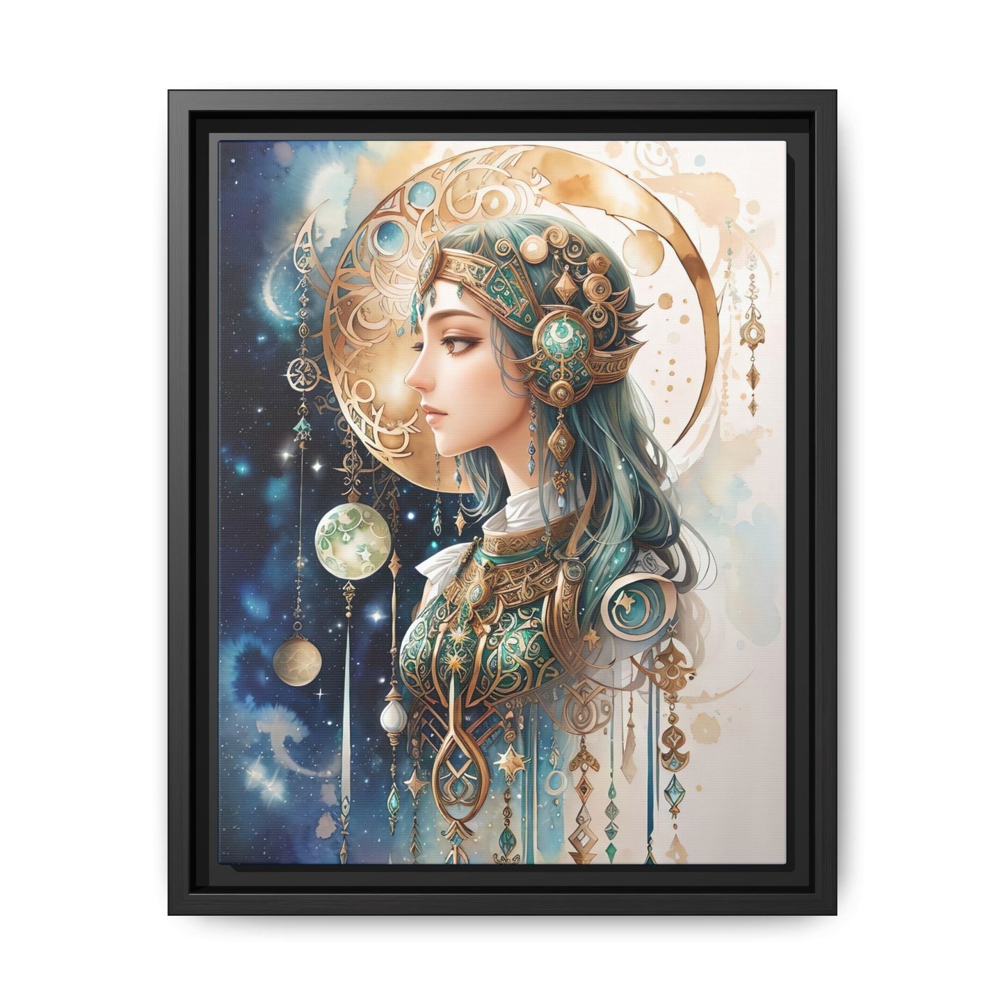 Celestial Celtic Moon Goddess Watercolor Art