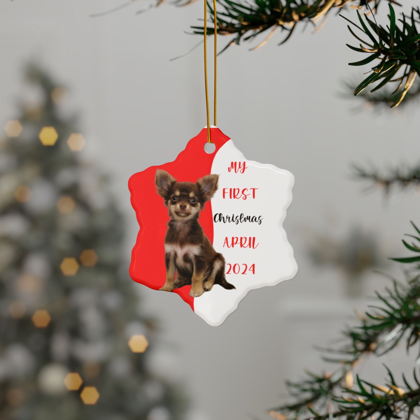 Chihuahua first Christmas with these custom ceramic ornament, Chihuahua Puppies First Christmas, Gift for Dog Lovers, Holiday Decor, Gift