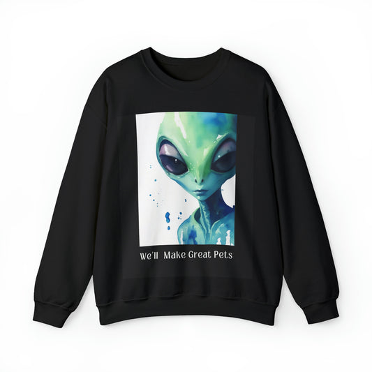 Graphic Humor Sweatshirt, Humor Birthday Gift, Sweatshirt, UFO, Monster, Extraterrestrial Graphic Sweatshirt, Universal Humor, Watercolor artwork