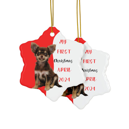 Chihuahua first Christmas with these custom ceramic ornament, Chihuahua Puppies First Christmas, Gift for Dog Lovers, Holiday Decor, Gift