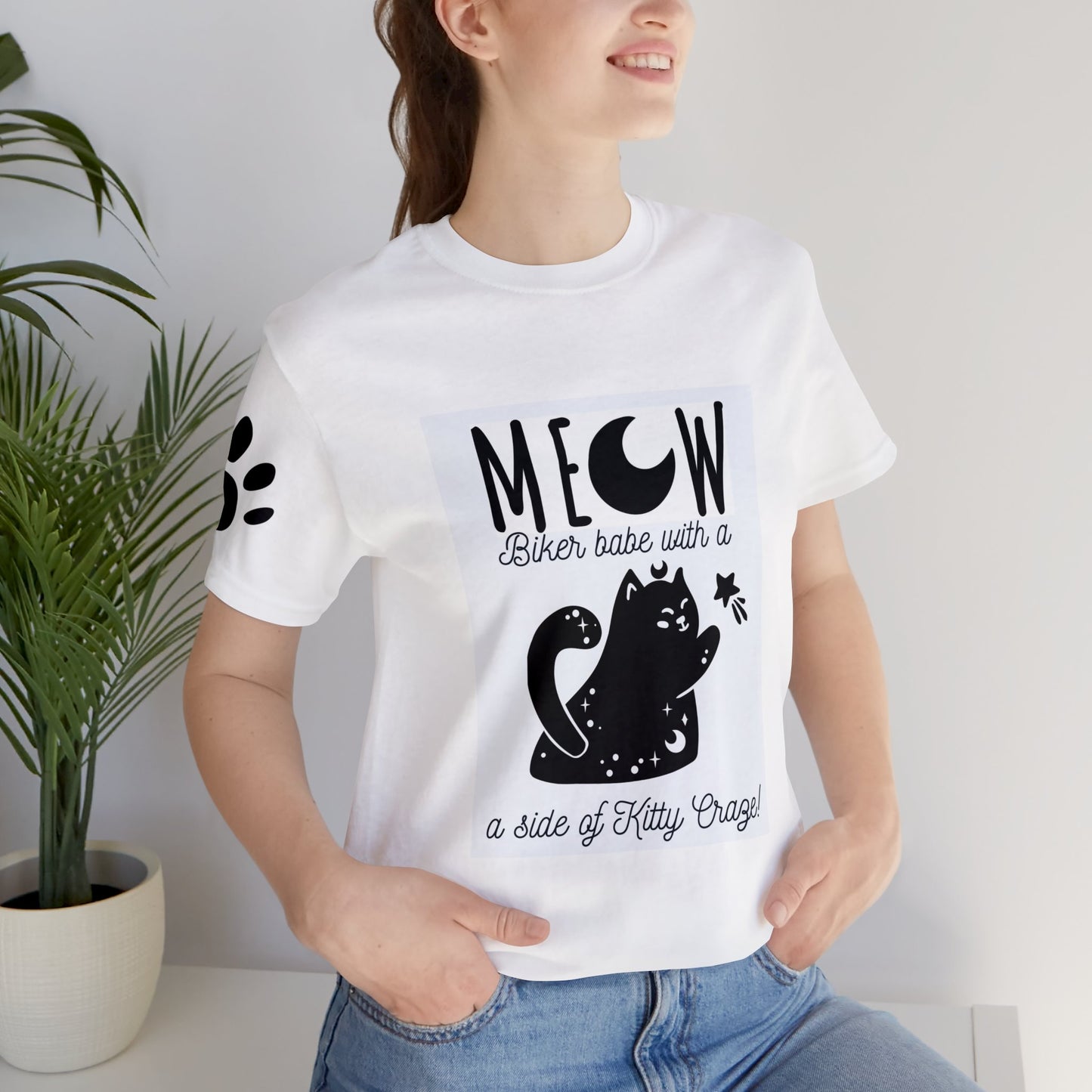 Black Cat T-Shirt, Graphic Tee, Motorcycle Black Cat t-shirt, Gift for woman, Custom T-Shirt Artistic Apparel