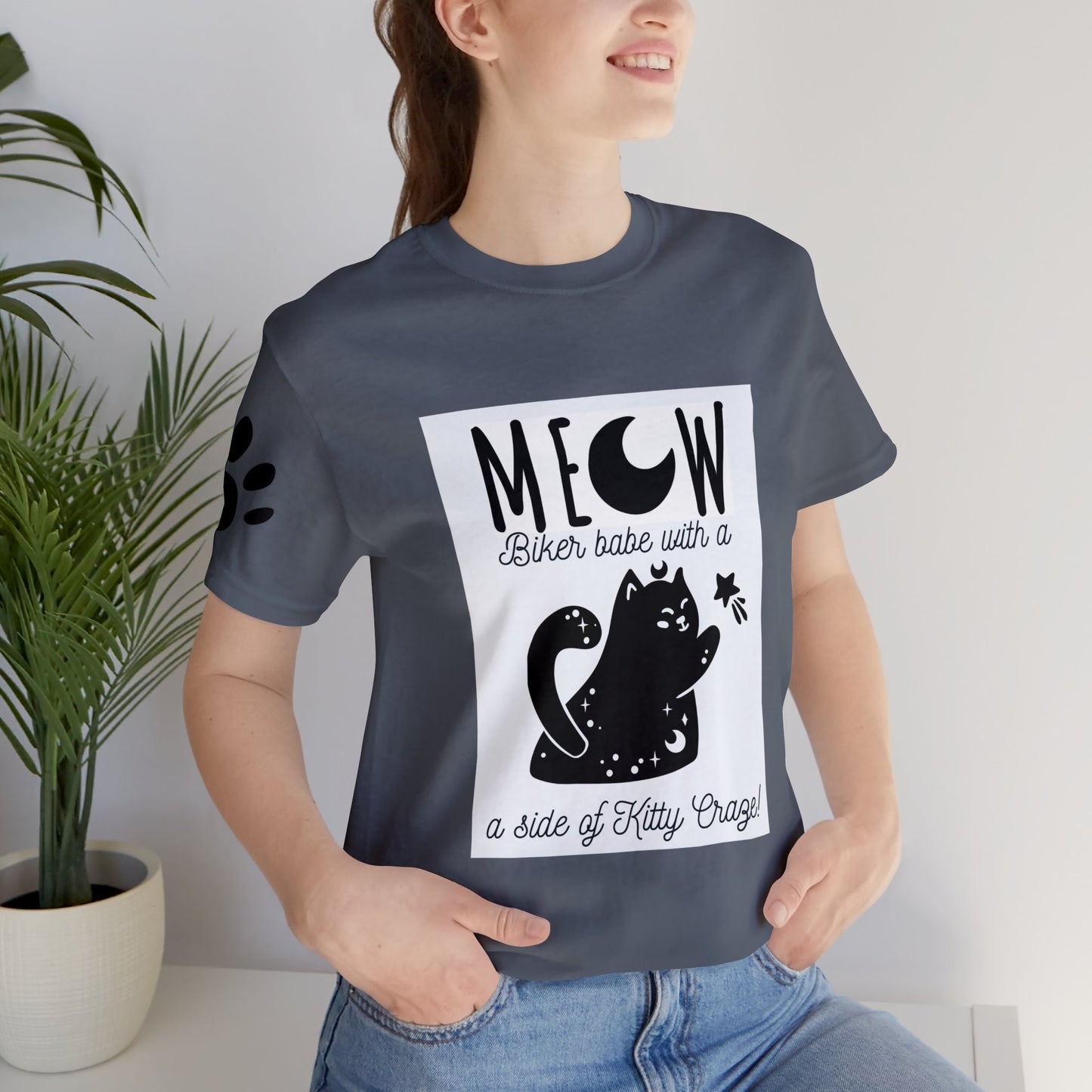 Black Cat T-Shirt, Graphic Tee, Motorcycle Black Cat t-shirt, Gift for woman, Custom T-Shirt Artistic Apparel