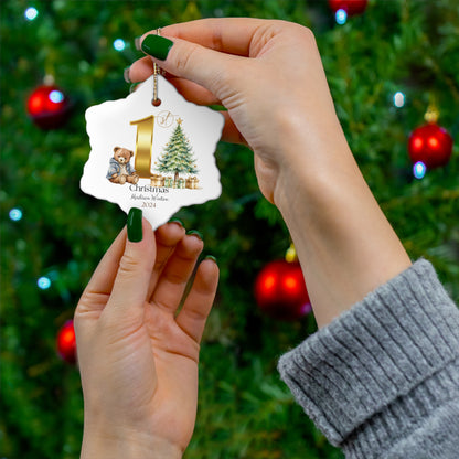 Teddy Bear 1st Christmas Ornament gift, Teddy Bear Christmas Ornament, 1st Christmas, New Baby Ornament, Family of three, New baby gift