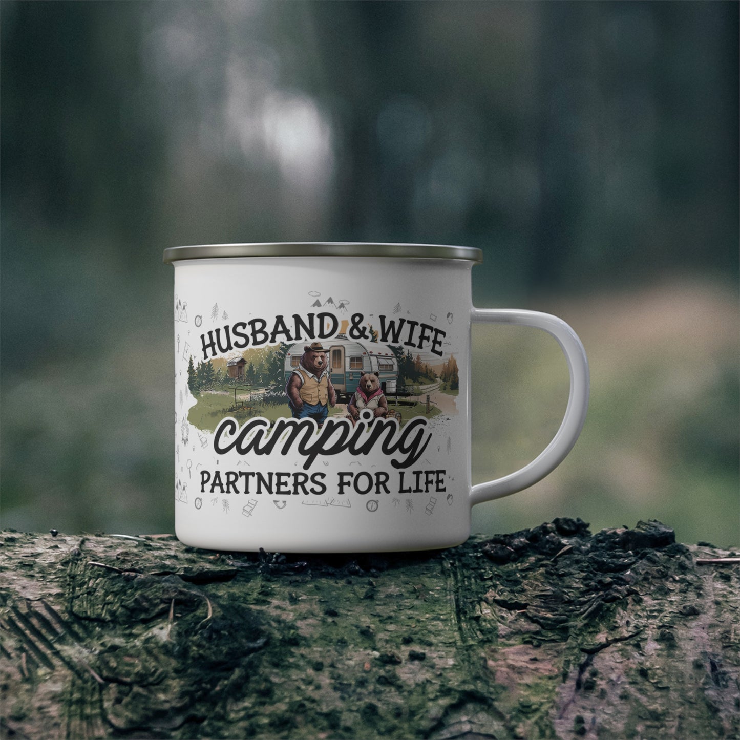 "Camping Adventures: Papa Bear & Momma Bear Coffee Mug– Humorous Campfire Memories"