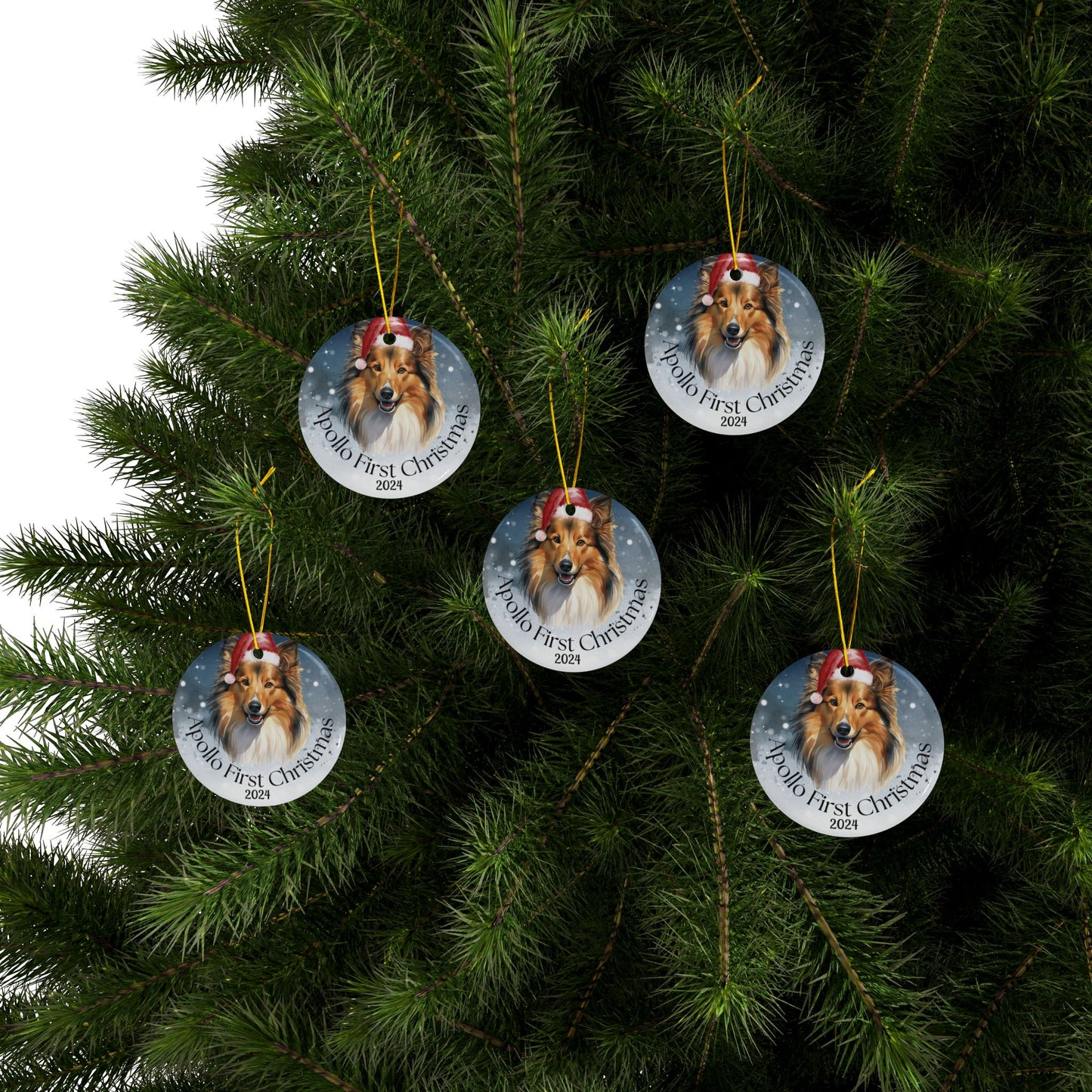 Shetland Sheepdog personalized Christmas ornament, Shetland Sheepdog, first Christmas, holiday gift, pet lover, holiday decor, gift holidays