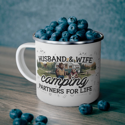 "Camping Adventures: Papa Bear & Momma Bear Coffee Mug– Humorous Campfire Memories"