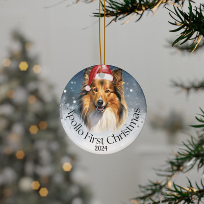 Shetland Sheepdog personalized Christmas ornament, Shetland Sheepdog, first Christmas, holiday gift, pet lover, holiday decor, gift holidays