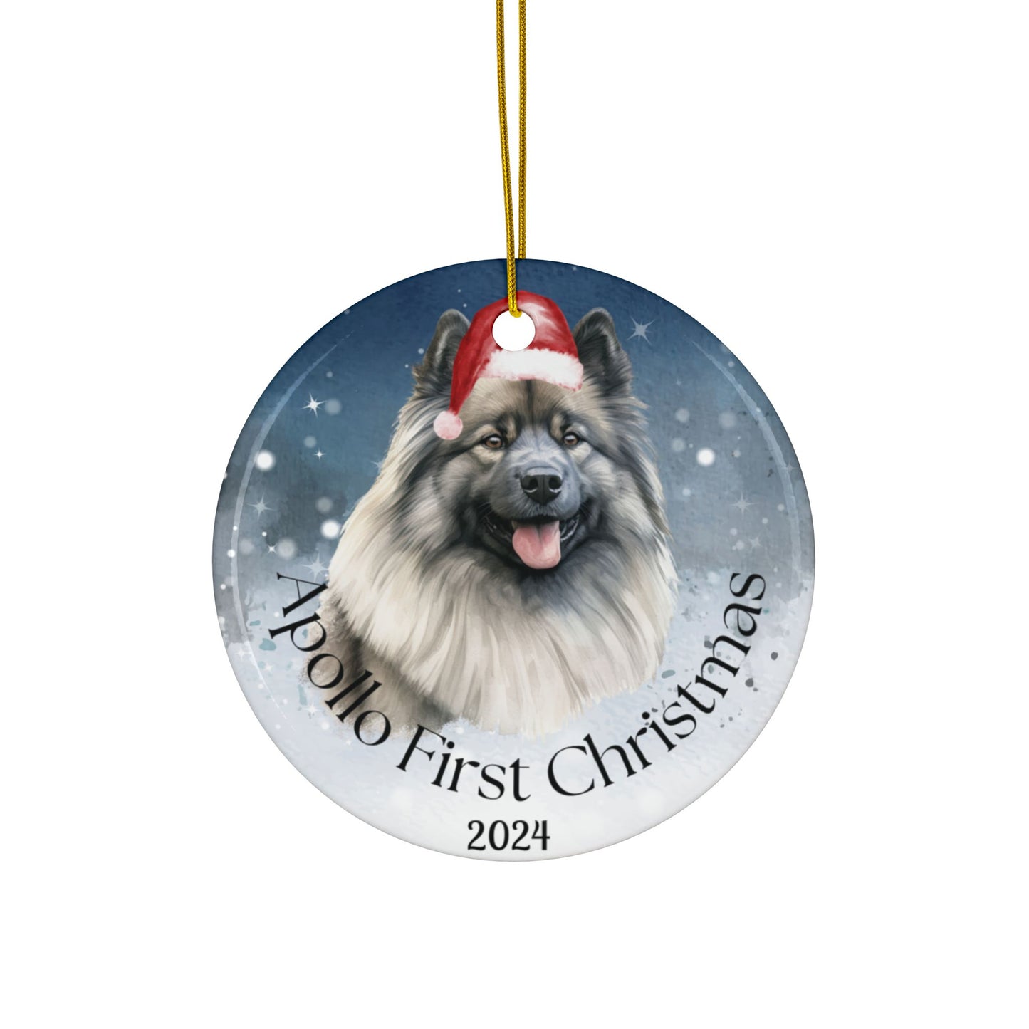 Keeshond personalized Christmas ornament, Keeshond, first Christmas, holiday gift, pet lover, holiday decor, First christmas gift,