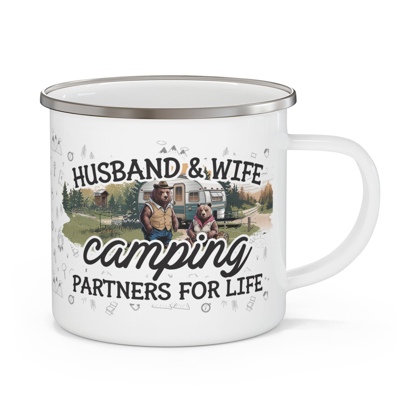 "Camping Adventures: Papa Bear & Momma Bear Coffee Mug– Humorous Campfire Memories"